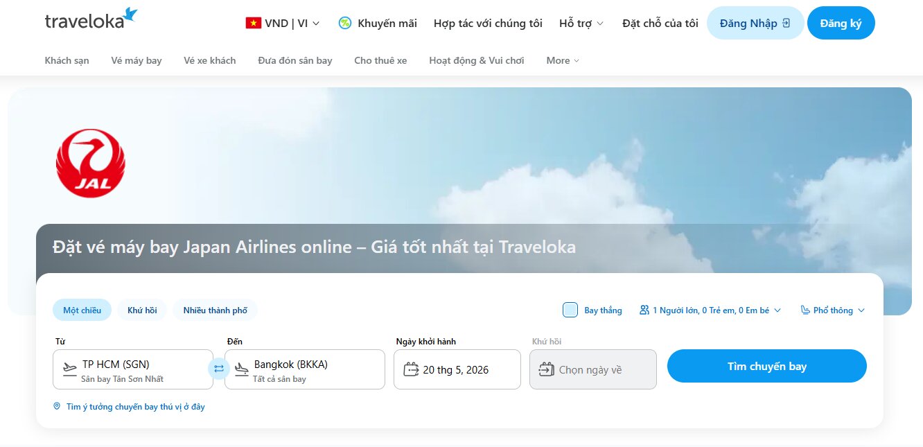 Đặt vé máy bay JAL trên Traveloka