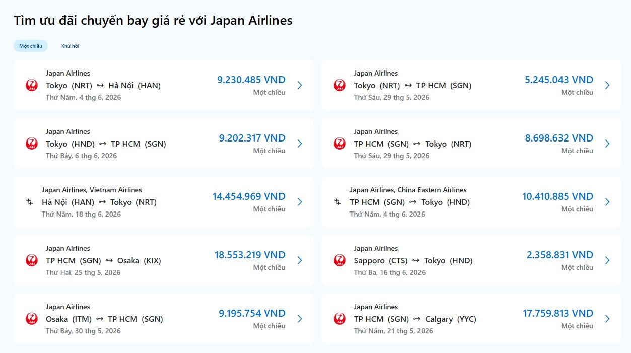 So sánh giá vé trên Traveloka